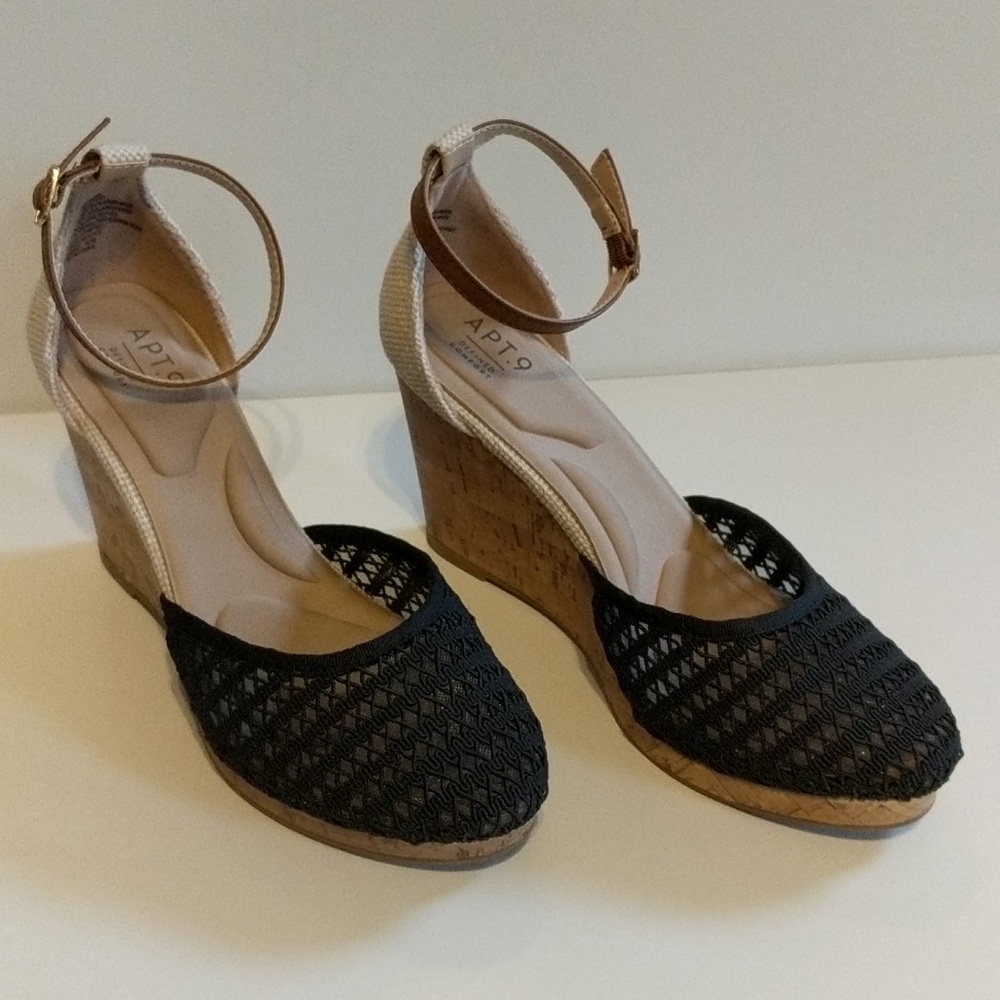 Apt 9 Cork Heel Wedge Sandals - 10 - New